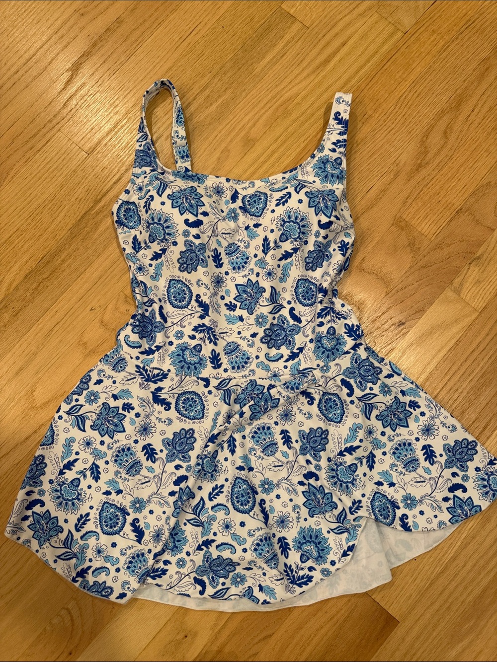 Women’s Blue and white paisley Floral One Piece Swimsuit size medium